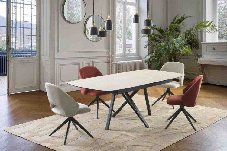 Table de salle à manger SEDONA - table repas extensible 1 allonge céramique