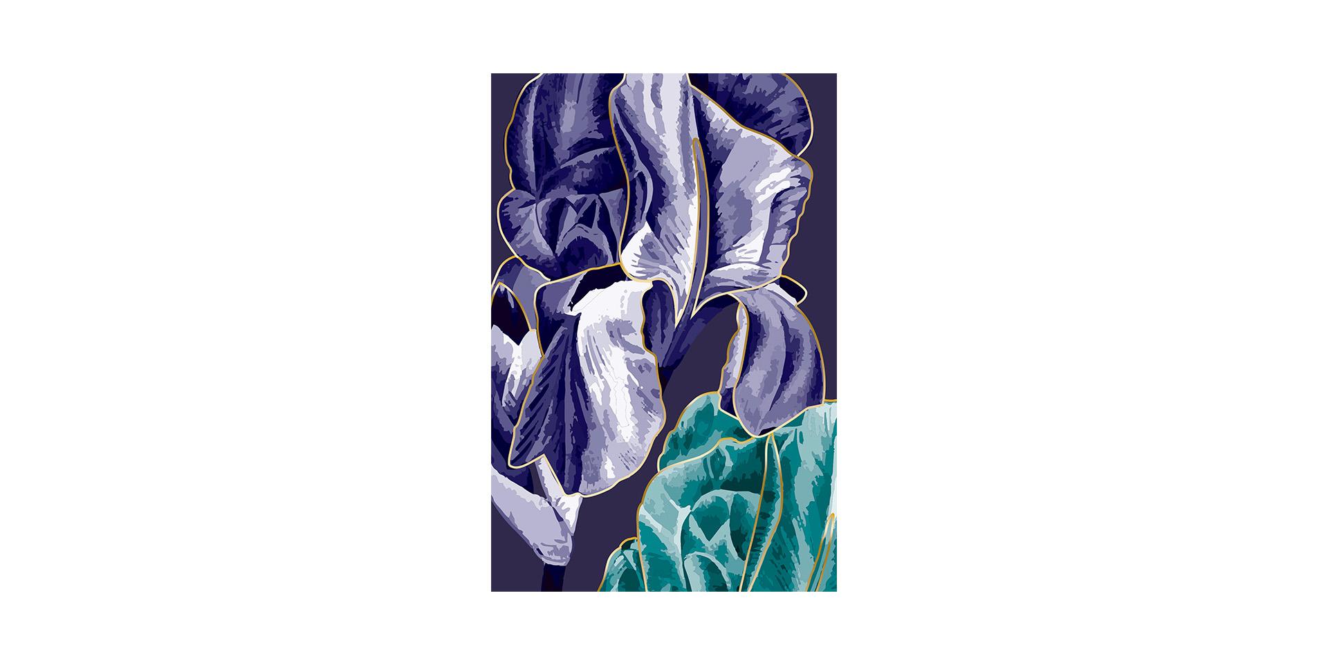 tableau art fleur iris bleu