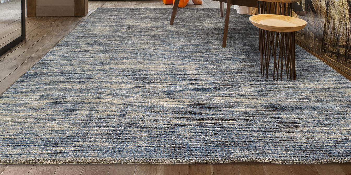 tapis rectangle sol déco décoration bleu