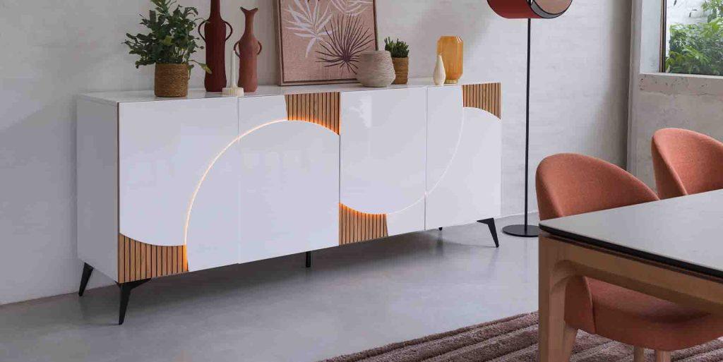 buffet bois design et laque style contemporain Ellipse