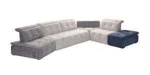 canapé d'angle modulable Natura tissu beige et bleu