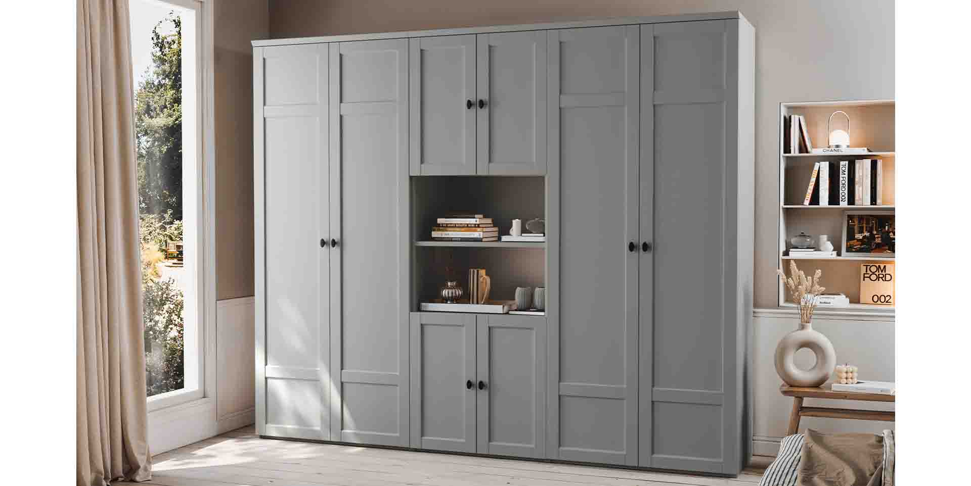 Slider Armoire dressing 4 portes battantes 2 niches BEAUMONT (image 1)